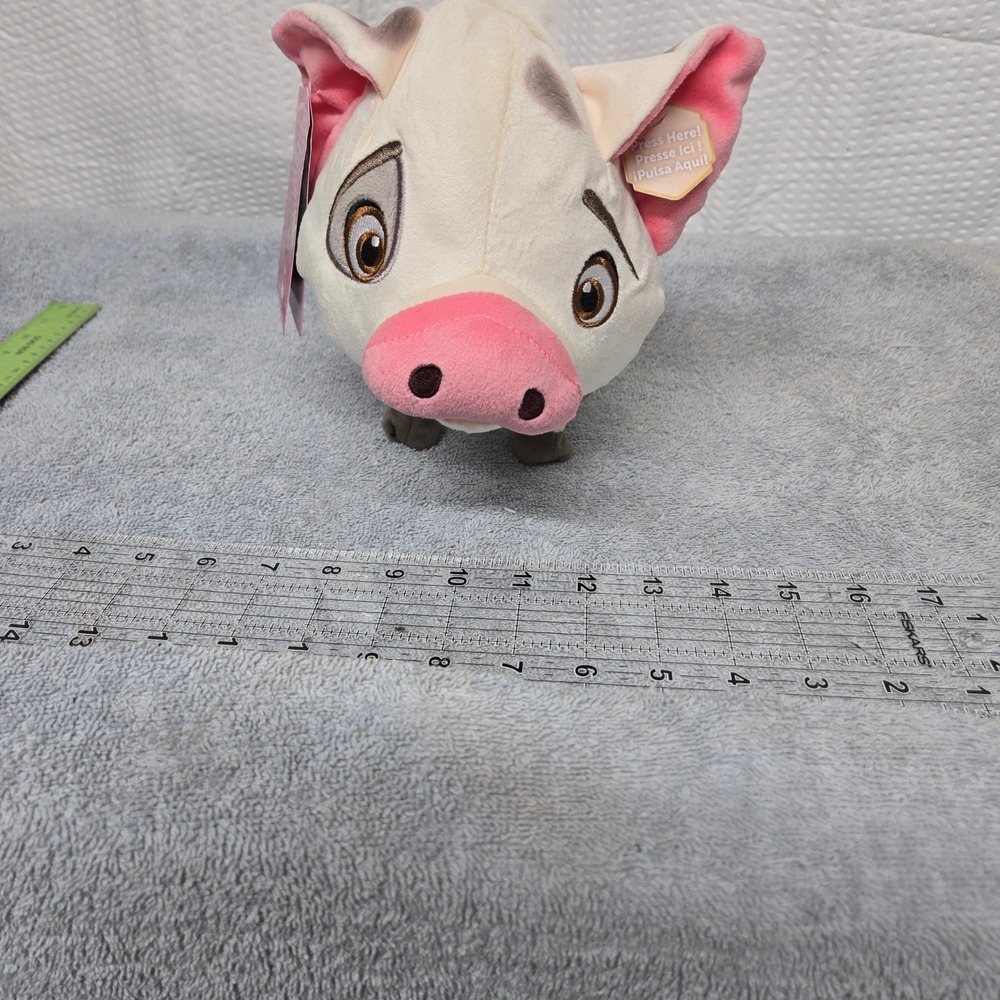 Disney Moana Walk and Snort Pua Pig Animated Plush Toy White Pink Grey